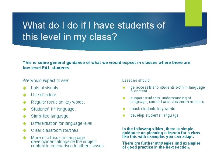 What do I do if I have students of this level in my class?