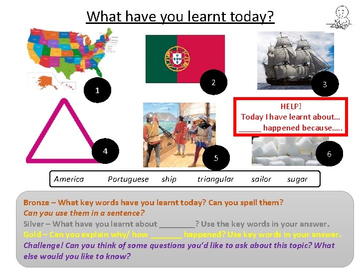 What have you learnt today? 2 1 3 HELP! Today I have learnt about…