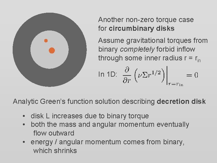 Another non-zero torque case for circumbinary disks Assume gravitational torques from binary completely forbid