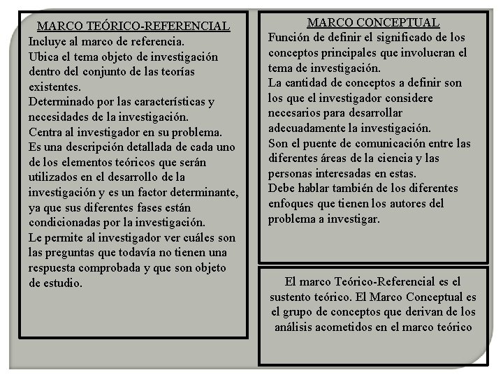 Marco terico referencial y marco terico conceptual MSc