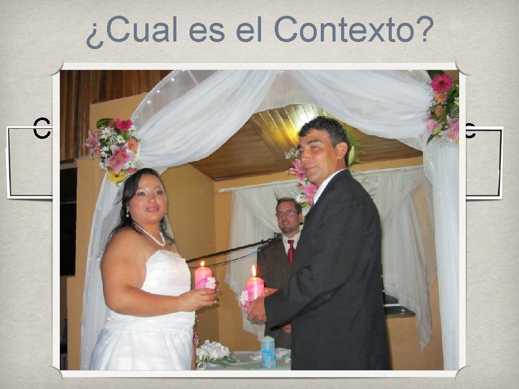 ¿Cual es el Contexto? Compartido entre dos personas que han hecho el pacto matrimonial