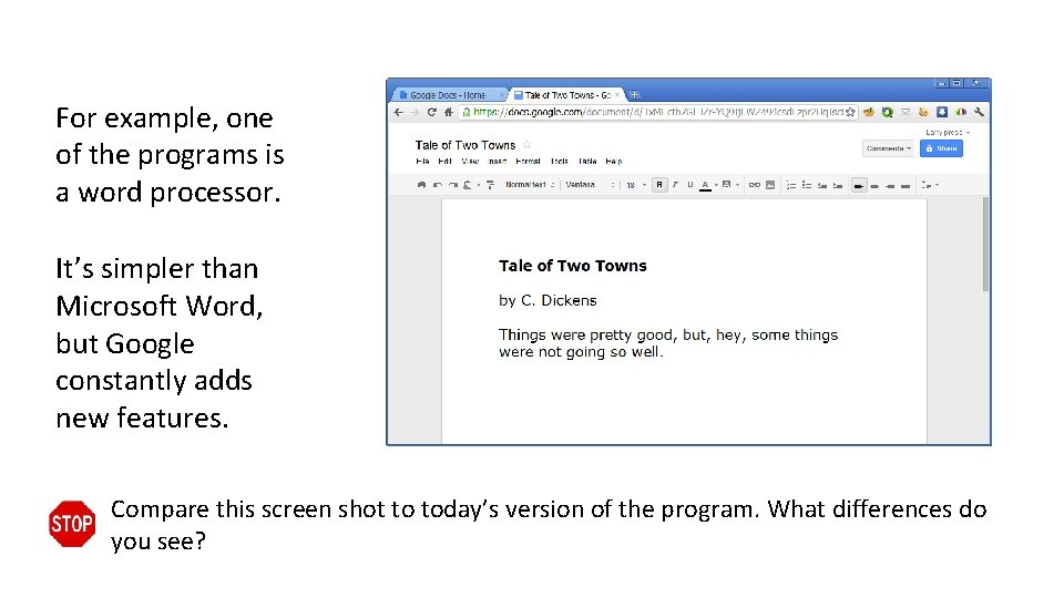 For example, one of the programs is a word processor. It’s simpler than Microsoft