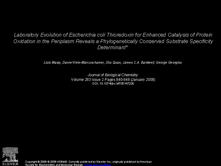 Laboratory Evolution of Escherichia coli Thioredoxin for Enhanced Catalysis of Protein Oxidation in the