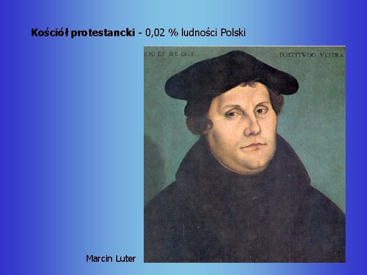 Kościół protestancki - 0, 02 % ludności Polski Marcin Luter 