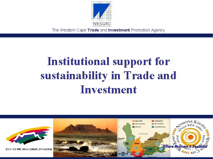The Western Cape Trade and Investment Promotion Agency Institutional support for sustainability in Trade