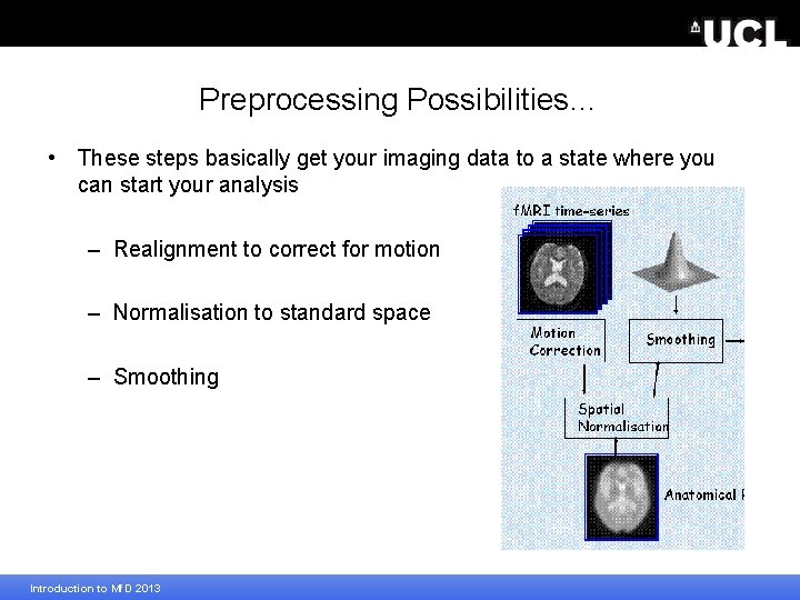 Preprocessing Possibilities… • These steps basically get your imaging data to a state where