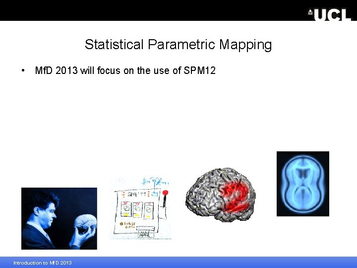 Statistical Parametric Mapping • Mf. D 2013 will focus on the use of SPM