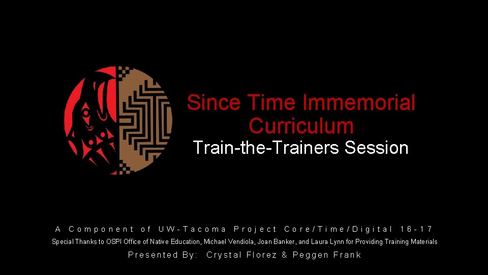 Since Time Immemorial Curriculum Train-the-Trainers Session A C o m po ne nt o