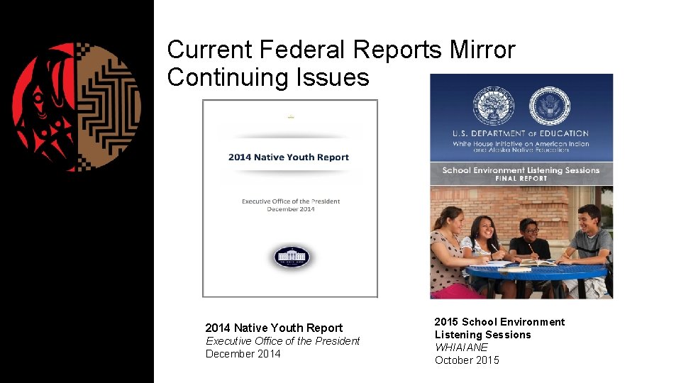 Current Federal Reports Mirror Continuing Issues 2014 Native Youth Report Executive Office of the