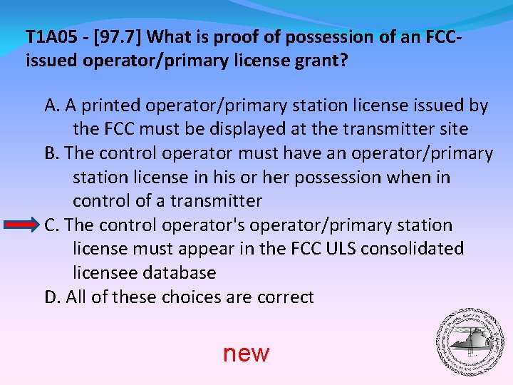 T 1 A 05 - [97. 7] What is proof of possession of an