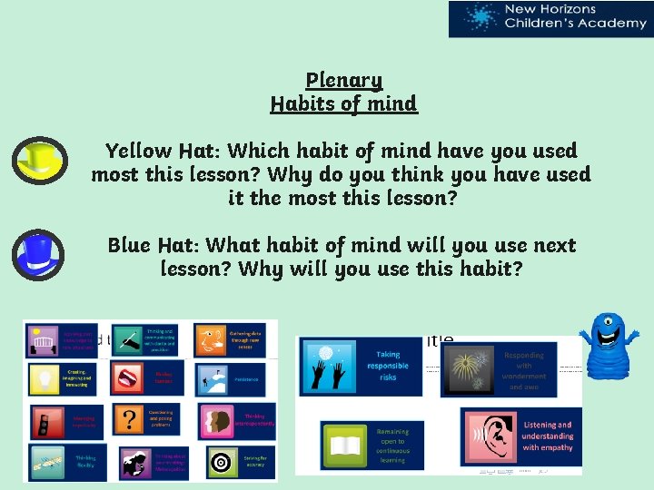 Plenary Habits of mind Yellow Hat: Which habit of mind have you used most