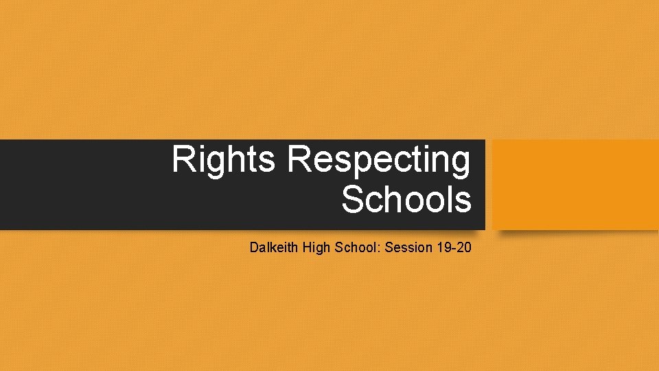 Rights Respecting Schools Dalkeith High School: Session 19 -20 