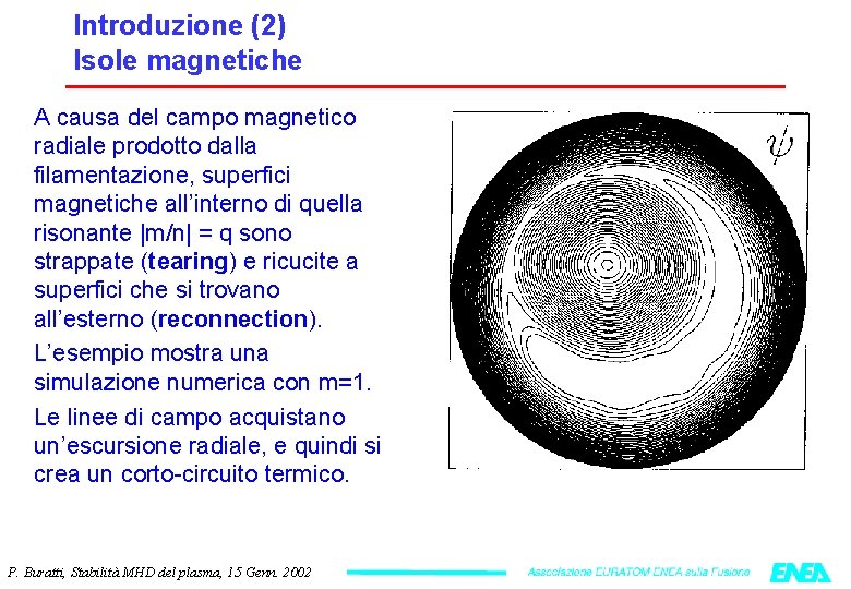 Introduzione (2) Isole magnetiche A causa del campo magnetico radiale prodotto dalla filamentazione, superfici