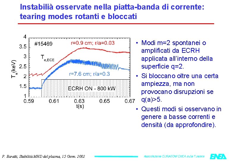 Instabilià osservate nella piatta-banda di corrente: tearing modes rotanti e bloccati • Modi m=2