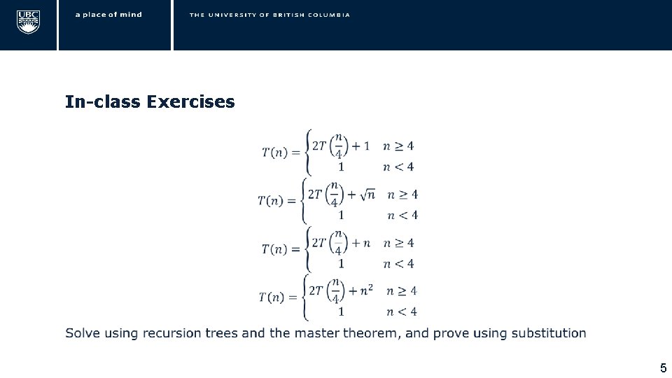 In-class Exercises • 5 