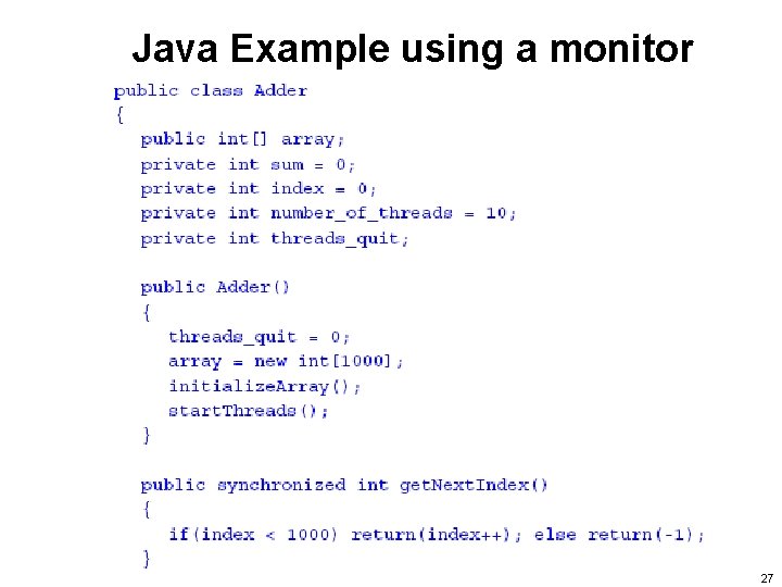 Java Example using a monitor 27 