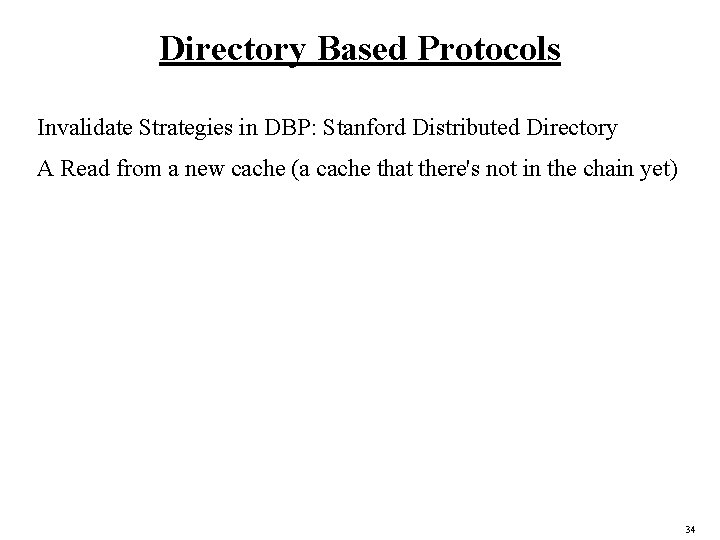 Directory Based Protocols Invalidate Strategies in DBP: Stanford Distributed Directory A Read from a