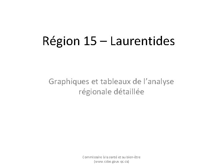 Région 15 – Laurentides Graphiques et tableaux de l’analyse régionale détaillée Commissaire à la