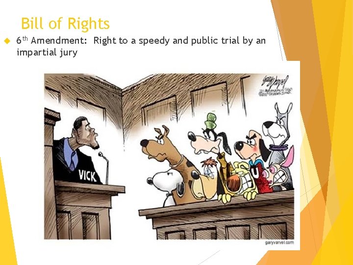 Bill of Rights 6 th Amendment: Right to a speedy and public trial by