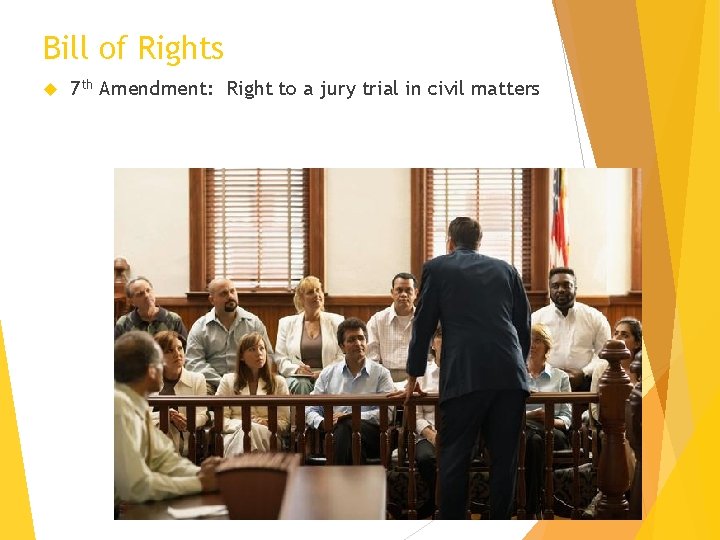 Bill of Rights 7 th Amendment: Right to a jury trial in civil matters