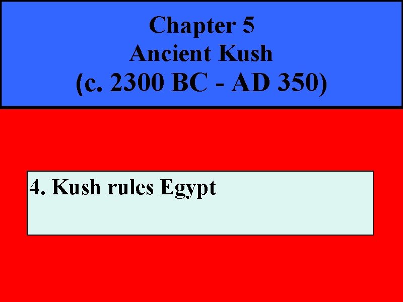 Chapter 5 Ancient Kush (c. 2300 BC - AD 350) 4. Kush rules Egypt