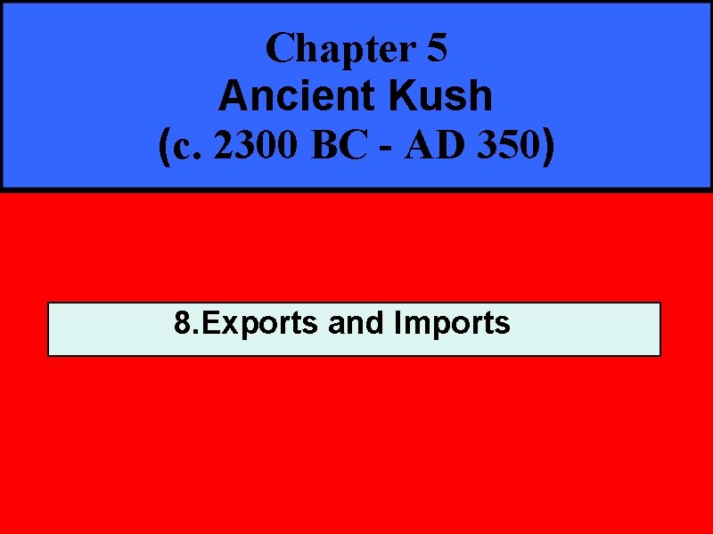 Chapter 5 Ancient Kush (c. 2300 BC - AD 350) 8. Exports and Imports