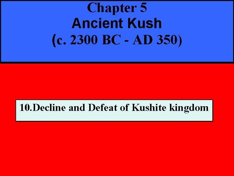 Chapter 5 Ancient Kush (c. 2300 BC - AD 350) 10. Decline and Defeat