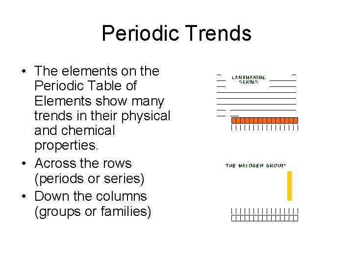 Periodic Trends • The elements on the Periodic Table of Elements show many trends