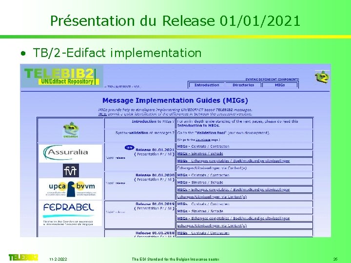 Présentation du Release 01/01/2021 • TB/2 -Edifact implementation 11 -2 -2022 The EDI Standard