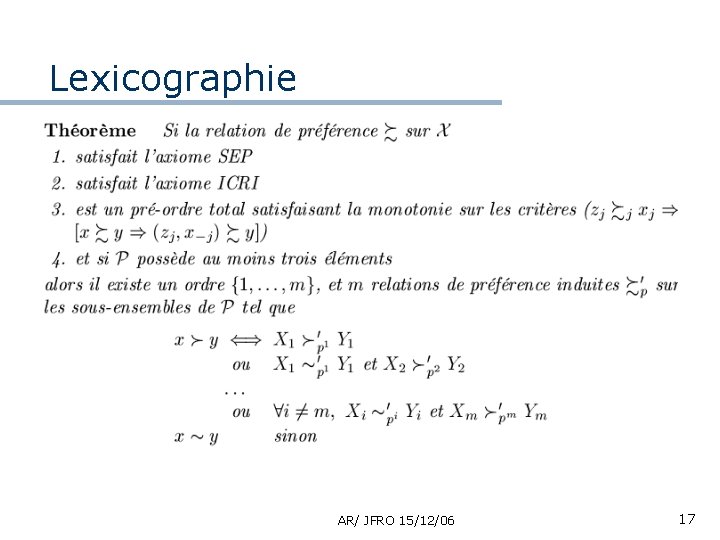 Lexicographie AR/ JFRO 15/12/06 17 