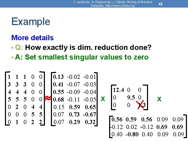 J. Leskovec, A. Rajaraman, J. Ullman: Mining of Massive Datasets, http: //www. mmds. org