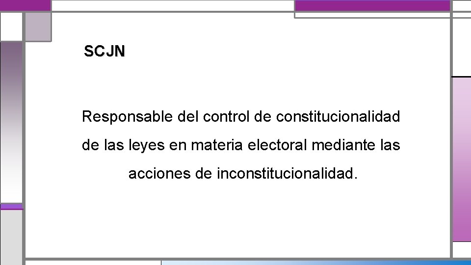 SCJN Responsable del control de constitucionalidad de las leyes en materia electoral mediante las