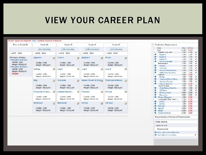 VIEW YOUR CAREER PLAN 