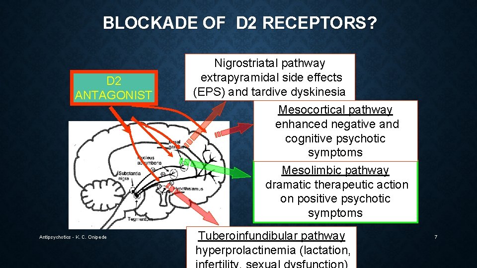 BLOCKADE OF D 2 RECEPTORS? D 2 ANTAGONIST Nigrostriatal pathway extrapyramidal side effects (EPS)