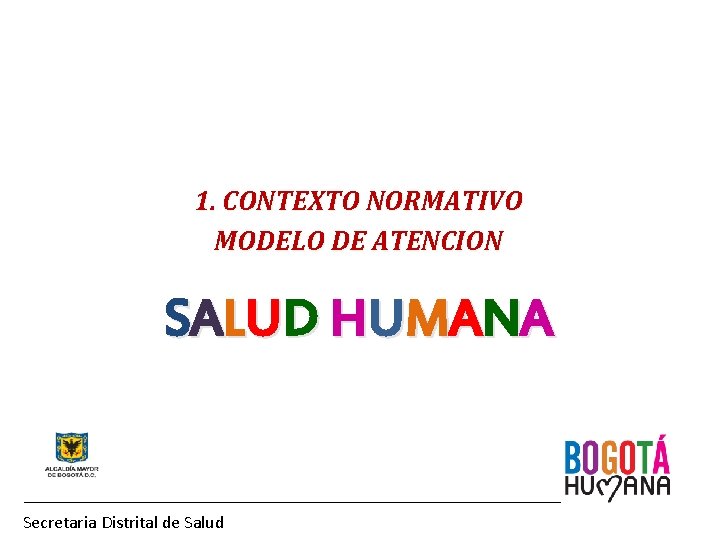 1. CONTEXTO NORMATIVO MODELO DE ATENCION S A L U D H U MA