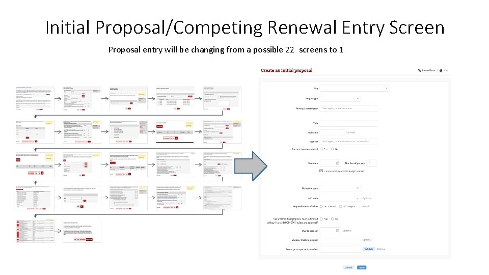 Initial Proposal/Competing Renewal Entry Screen Proposal entry will be changing from a possible 22