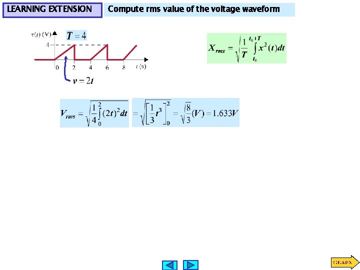 LEARNING EXTENSION Compute rms value of the voltage waveform 