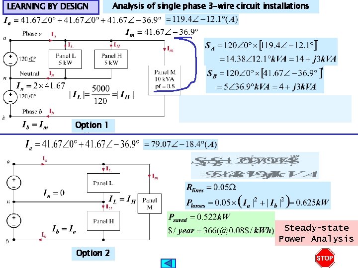 LEARNING BY DESIGN Analysis of single phase 3 -wire circuit installations Option 1 Steady-state