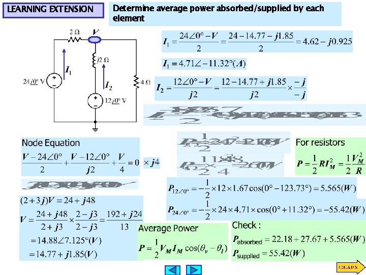 LEARNING EXTENSION Determine average power absorbed/supplied by each element 
