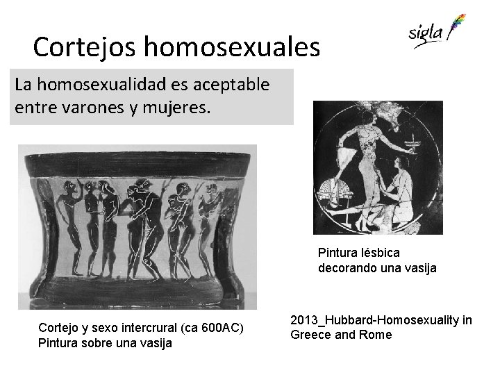 Cortejos homosexuales La homosexualidad es aceptable entre varones y mujeres. Pintura lésbica decorando una
