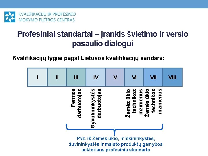 Profesiniai standartai – įrankis švietimo ir verslo pasaulio dialogui III IV V VI VII