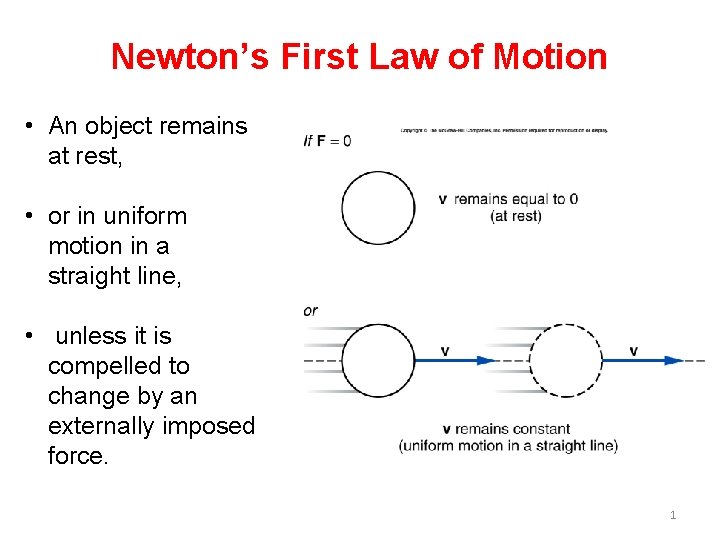 Newton’s First Law of Motion • An object remains at rest, • or in