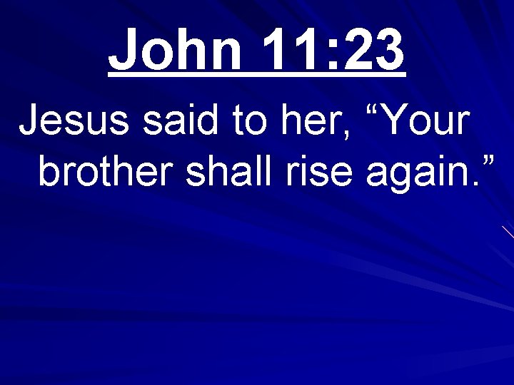 John 11: 23 Jesus said to her, “Your brother shall rise again. ” 