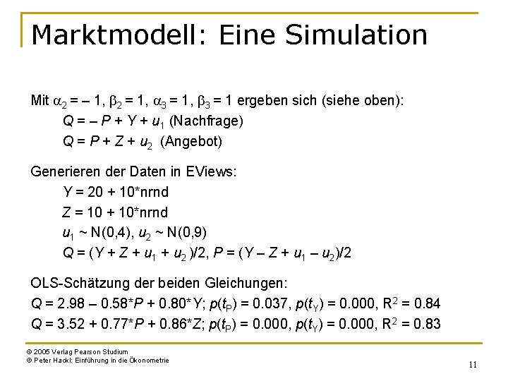 Marktmodell: Eine Simulation Mit a 2 = – 1, b 2 = 1, a