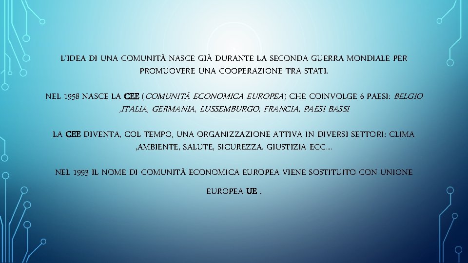 L’IDEA DI UNA COMUNITÀ NASCE GIÀ DURANTE LA SECONDA GUERRA MONDIALE PER PROMUOVERE UNA