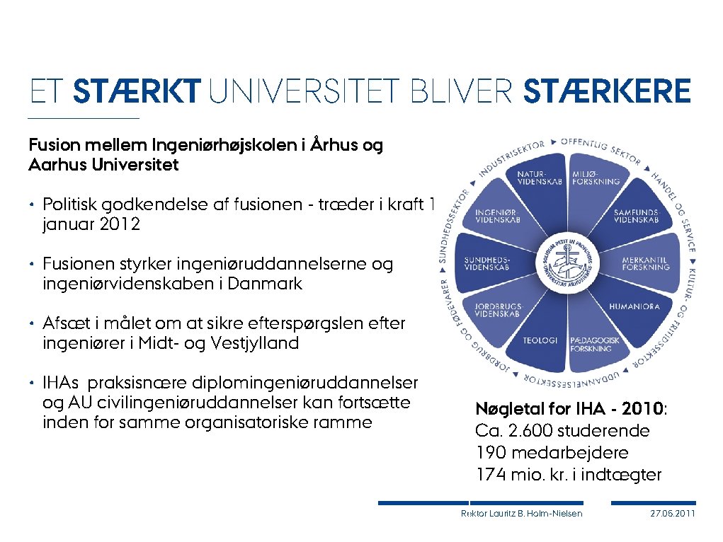 ET STÆRKT UNIVERSITET BLIVER STÆRKERE Fusion mellem Ingeniørhøjskolen i Århus og Aarhus Universitet •