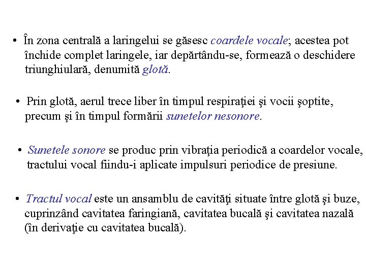  • În zona centrală a laringelui se găsesc coardele vocale; acestea pot închide