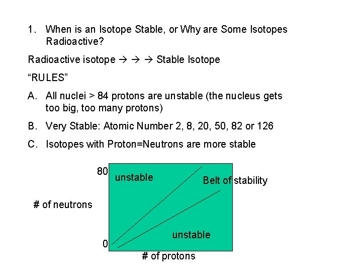 1. When is an Isotope Stable, or Why are Some Isotopes Radioactive? Radioactive isotope
