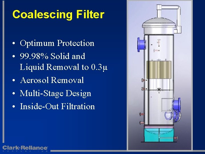 Coalescing Filter • Optimum Protection • 99. 98% Solid and Liquid Removal to 0.