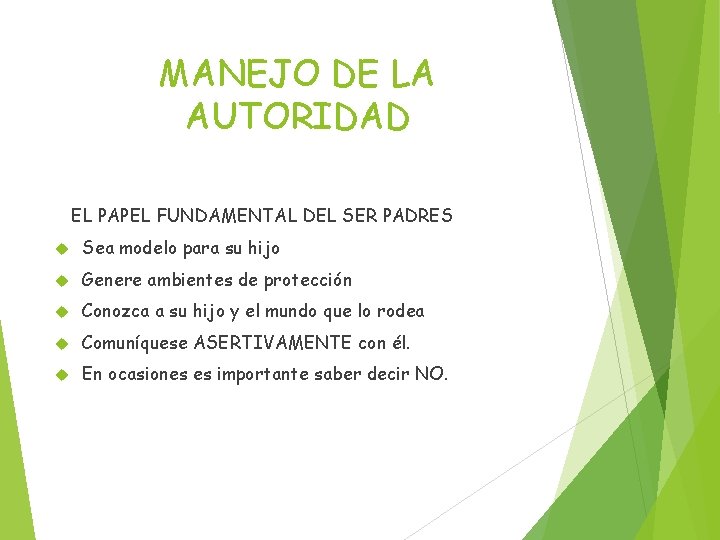 MANEJO DE LA AUTORIDAD EL PAPEL FUNDAMENTAL DEL SER PADRES Sea modelo para su MANEJO DE LA AUTORIDAD EL PAPEL FUNDAMENTAL DEL SER PADRES Sea modelo para su